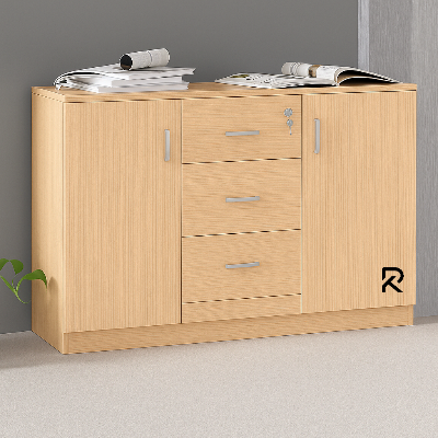 Picture of RK Modern and Trendy Engineered Wood  Storage Cabinet File cabinet Kitchen Cabinet With  3 Storage Drawers And 2 Side Doors