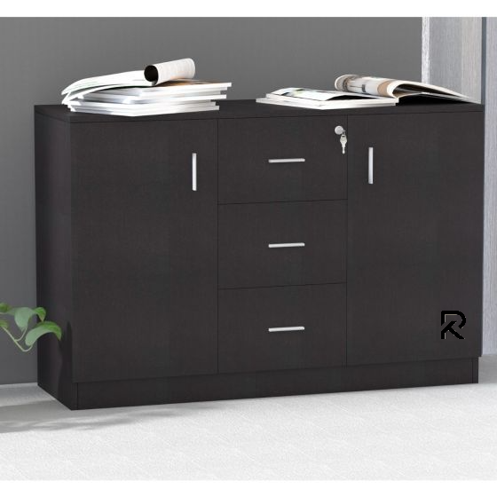 Picture of RK Modern and Trendy Engineered Wood  Storage Cabinet File cabinet Kitchen Cabinet With  3 Storage Drawers And 2 Side Doors