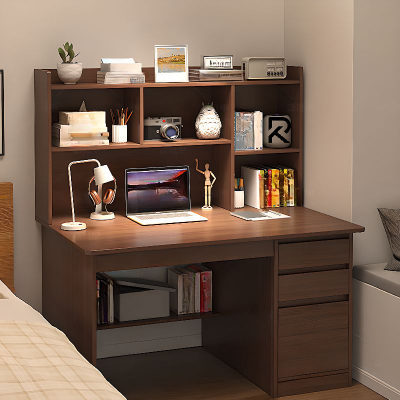 Picture of Modern Home Office Computer Desk with Hutch, Drawers & Storage Shelves – Study Table & Workstation for Home and Office