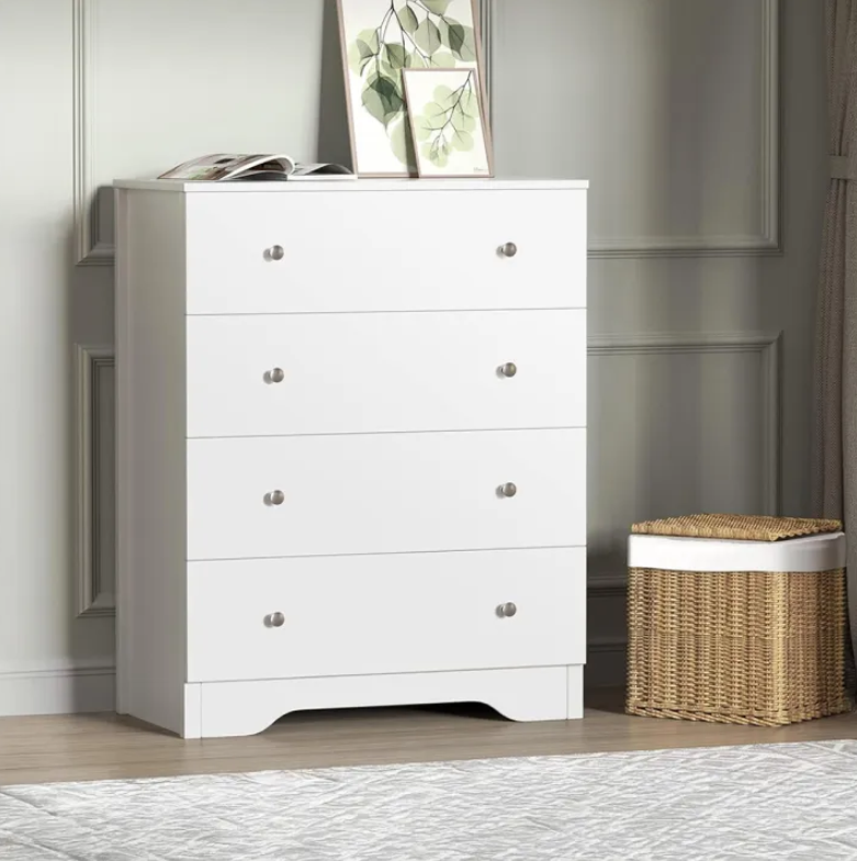 Picture of Furnix 4-Drawer Dresser – Multipurpose Chest of Drawers with Top Cabinet for Bedroom, Living Room, Entryway & Office