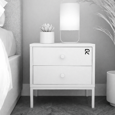 Picture of RK Contemporary Nightstand – MDF Laminated Bedside Table with Sleek Metal Frame and 2 Drawers