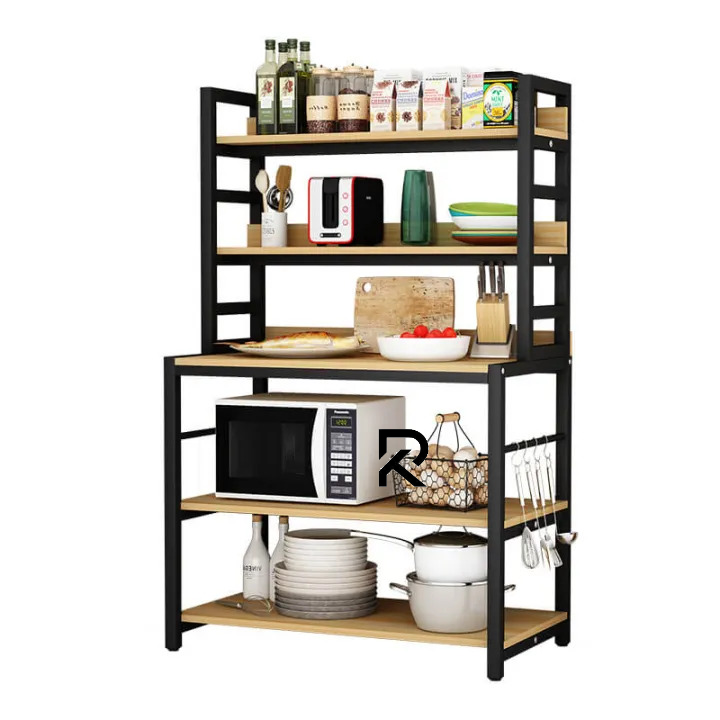 Picture of RK Kitchen Organizer Shelf, Freestanding Kitchen Shelves Multifunctional Kitchen Bakers Rack Microwave Stand Bakers Rack With Storage