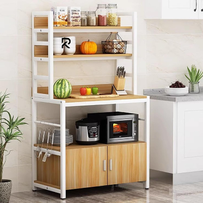 Picture of RK Modern Kitchen Storage Rack with Cabinet & Shelves | Multi-Layer Kitchen Organizer Stand with Microwave Space