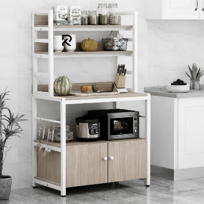 Picture of RK Modern Kitchen Storage Rack with Cabinet & Shelves | Multi-Layer Kitchen Organizer Stand with Microwave Space