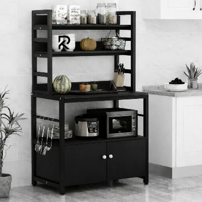 Picture of RK Modern Kitchen Storage Rack with Cabinet & Shelves | Multi-Layer Kitchen Organizer Stand with Microwave Space