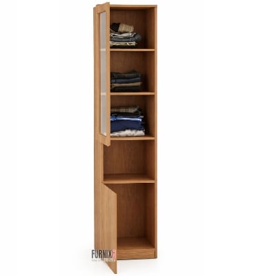 Picture of Furnix Multipurpose Wooden Shelf Cabinet with Glass Door | 5 Tier Storage Organizer for Living Room, Kitchen & Office