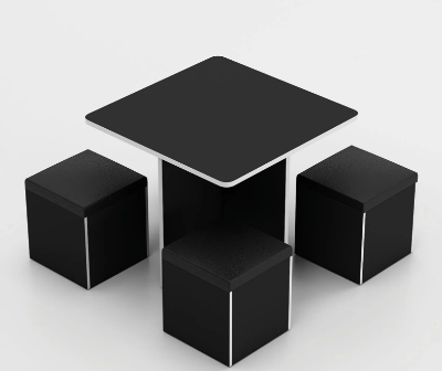 Picture of Furnix Dining Table Set – 36″ Square Table with 4 Cushioned Stools, Modern Kitchen & Restaurant Furniture