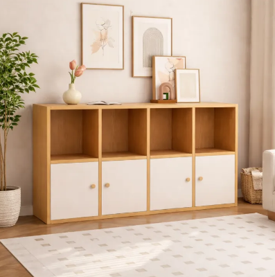 Picture of Modern TV Unit with 4-Part Multipurpose Shelves – Entertainment Center & Display Storage Cabinet by Furnix.com.bd