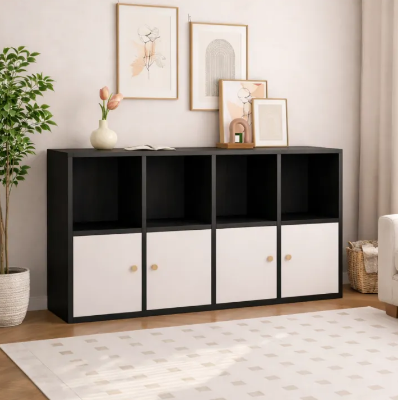 Picture of Modern TV Unit with 4-Part Multipurpose Shelves – Entertainment Center & Display Storage Cabinet by Furnix.com.bd