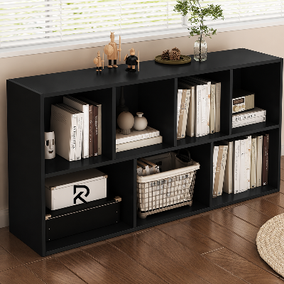 Picture of RK Engineered Wood 7 Layers Bookshelf Storage Cabinet Organizer Shelf Horizontal Multi Storage Space Wooden Rack Display Shelf, Size: L48XH24X10