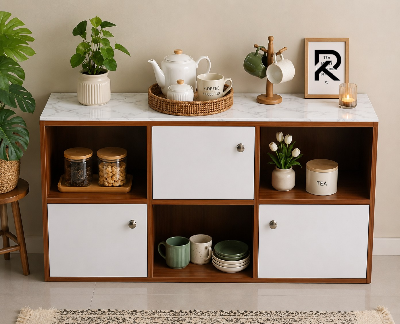 Picture of RK Engineered Wood 6 Layers Bookshelf Storage Cabinet Organizer Shelf Horizontal Multi Storage Space Wooden Rack Display Shelf.Size: L36XH24X10