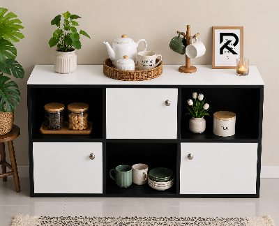 Picture of RK Engineered Wood 6 Layers Bookshelf Storage Cabinet Organizer Shelf Horizontal Multi Storage Space Wooden Rack Display Shelf.Size: L36XH24X10