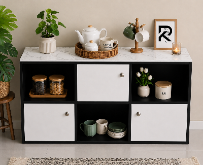 Picture of RK Engineered Wood 6 Layers Bookshelf Storage Cabinet Organizer Shelf Horizontal Multi Storage Space Wooden Rack Display Shelf.Size: L36XH24X10