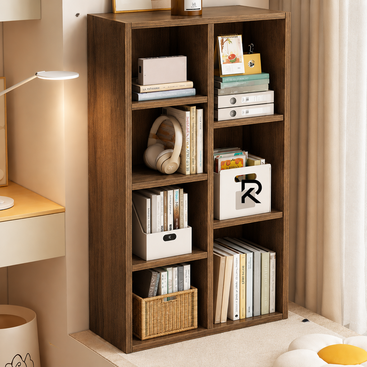 Picture of RK Engineered Wood 7 Layers Bookshelf Storage Cabinet Organizer Shelf  Multi Storage Space Wooden Rack Display Shelf Bookshelf with Multiple Storage Compartments