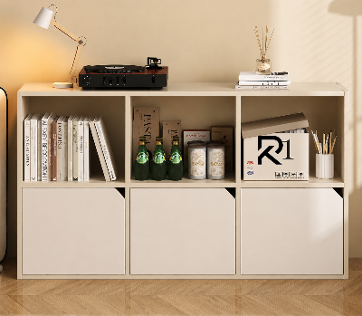 Picture of RK Engineered Wood 6 Layers Knob Less Bookshelf Storage Cabinet Organizer Shelf Horizontal Multi Storage Space Wooden Rack Display Shelf With  Drawers.Size: L36XH24X10