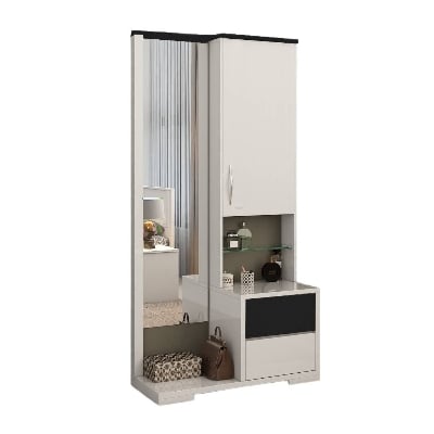 Picture of RK White Dressing Table With Shelves and Drawers-White