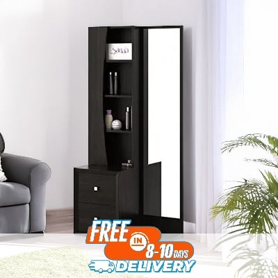 Picture of RK Stylish Black Dressing Table with Storage Cabinet and Drawers-Black