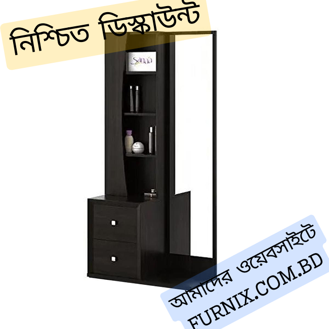 Picture of RK Stylish Black Dressing Table with Storage Cabinet and Drawers-Black