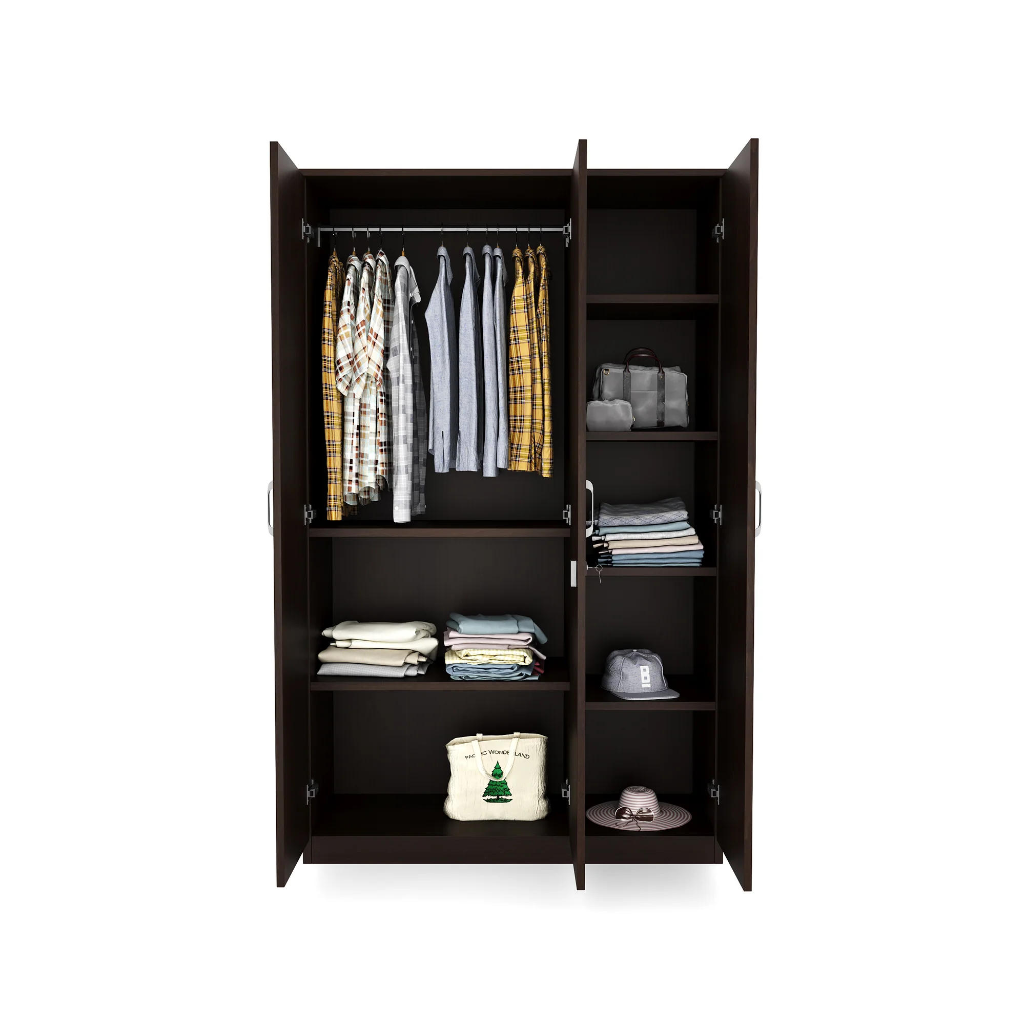 Picture of RK Stylish MDF 3 Door Almirah Wardrobe or Cupboard and Cabinet-Multicolor