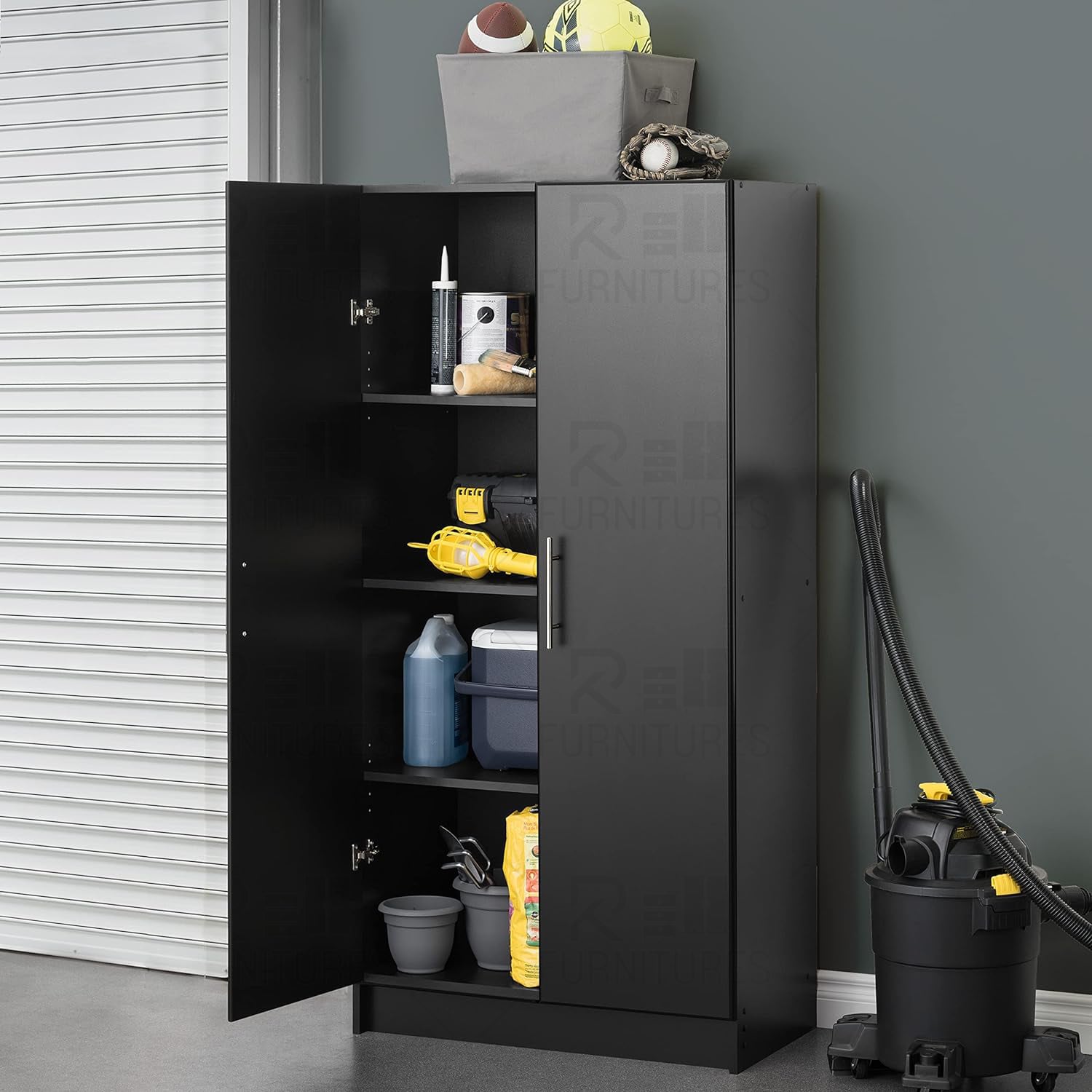 Picture of Indulge Durablity - Premium Quality - RK 2 Part Black Standing storage cabinets or cupboards-Exclusive Experience 60*24*12"'-Black