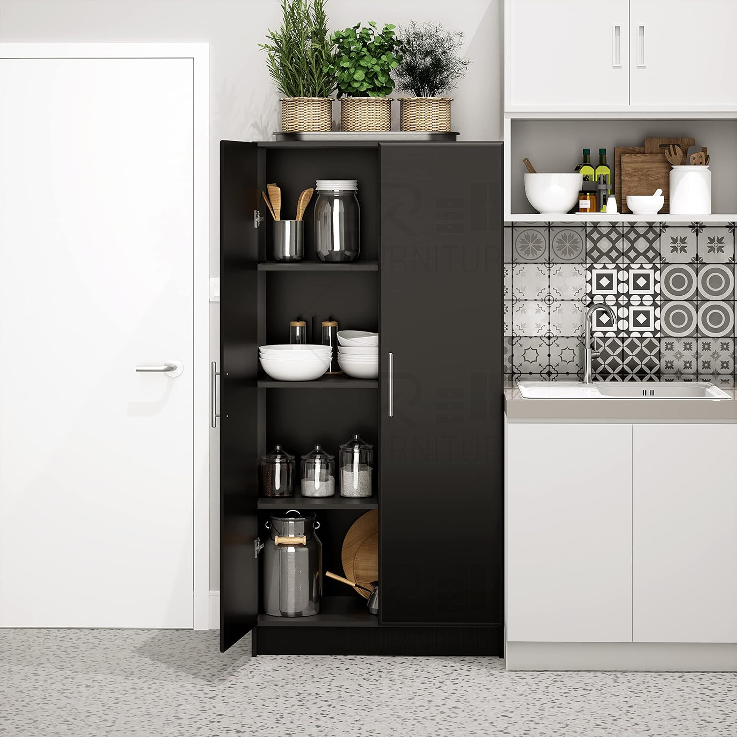 Picture of Indulge Durablity - Premium Quality - RK 2 Part Black Standing storage cabinets or cupboards-Exclusive Experience 60*24*12"'-Black
