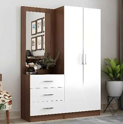 Picture of RK Stylish White Vanity Dresser and Cupboard-White