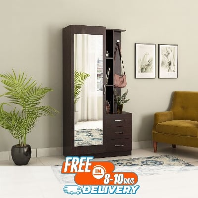 Picture of RK MDF BOX Dressing Table with Shelves and Multiple Drawers Walnut Finish-Walnut
