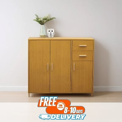 Picture of RK Sideboard Storage Cupboard Cabinet Unit with Doors and Drawers Living Room Bedroom Furniture Beige Finish-Beige