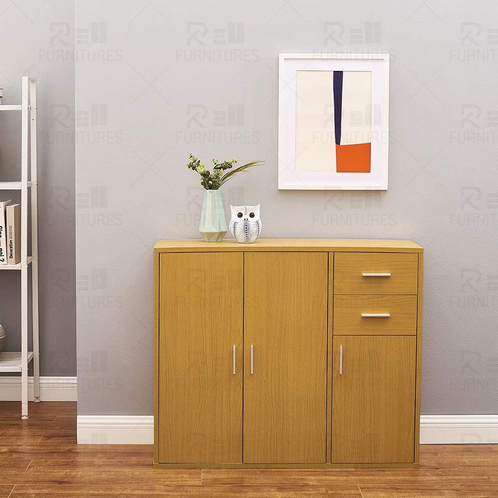 Picture of RK Sideboard Storage Cupboard Cabinet Unit with Doors and Drawers Living Room Bedroom Furniture Beige Finish-Beige