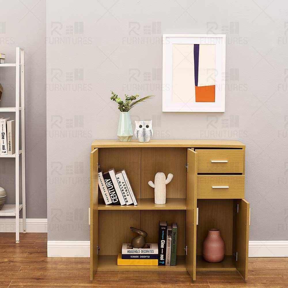 Picture of RK Sideboard Storage Cupboard Cabinet Unit with Doors and Drawers Living Room Bedroom Furniture Beige Finish-Beige