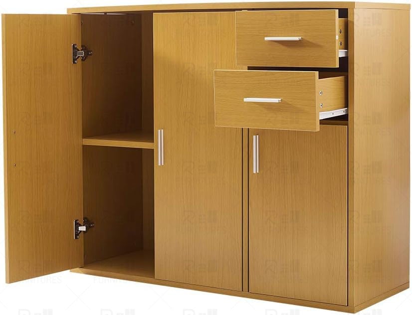 Picture of RK Sideboard Storage Cupboard Cabinet Unit with Doors and Drawers Living Room Bedroom Furniture Beige Finish-Beige