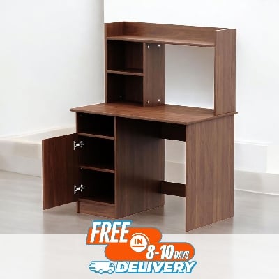 Picture of RK Modern Home Office Desk with Storage Shelf, Computer Table, Study Table with Book Shelf, Office Table, Study Table for Adults, Table with 5 Shelves-Antique