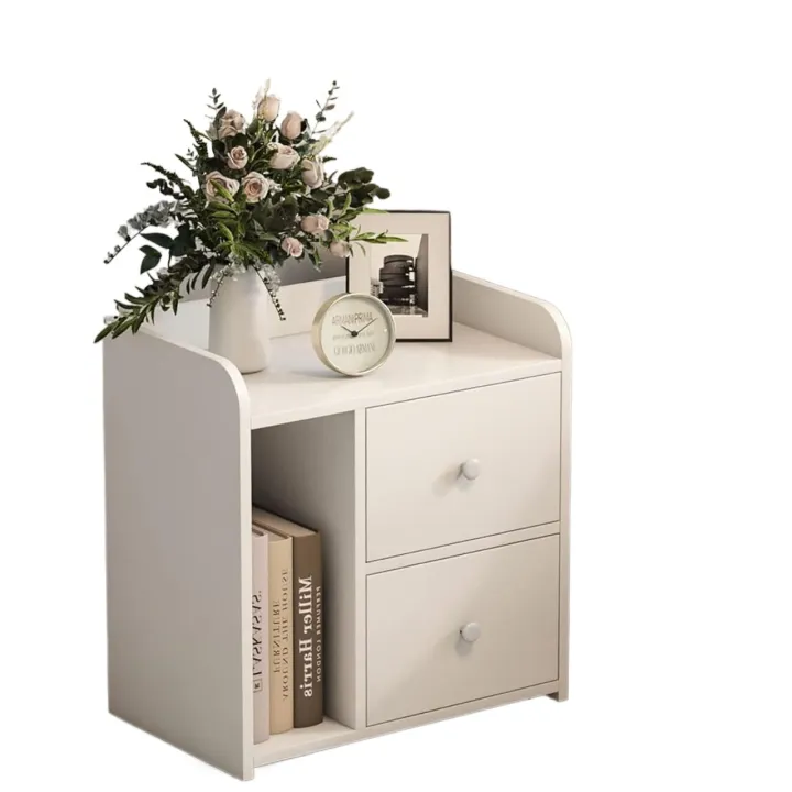 Picture of RK MDF M04 Exclusive Bed Side Table- Side Table- BedSide Table- Bad Side Table  With Drawers Full White Finish-White