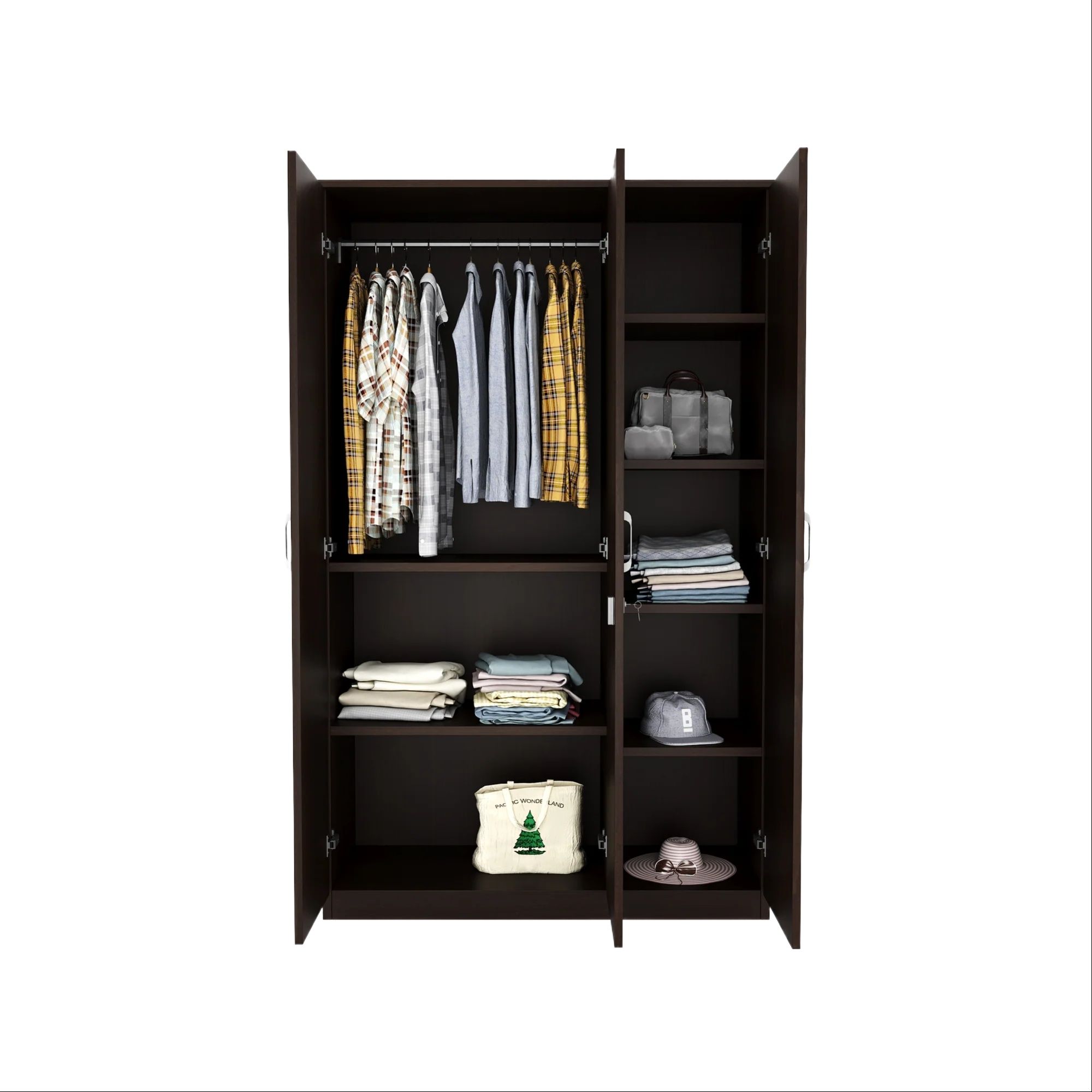 Picture of RK Stylish MDF 3 Door Almirah Wardrobe or Cupboard and Cabinet-Walnut