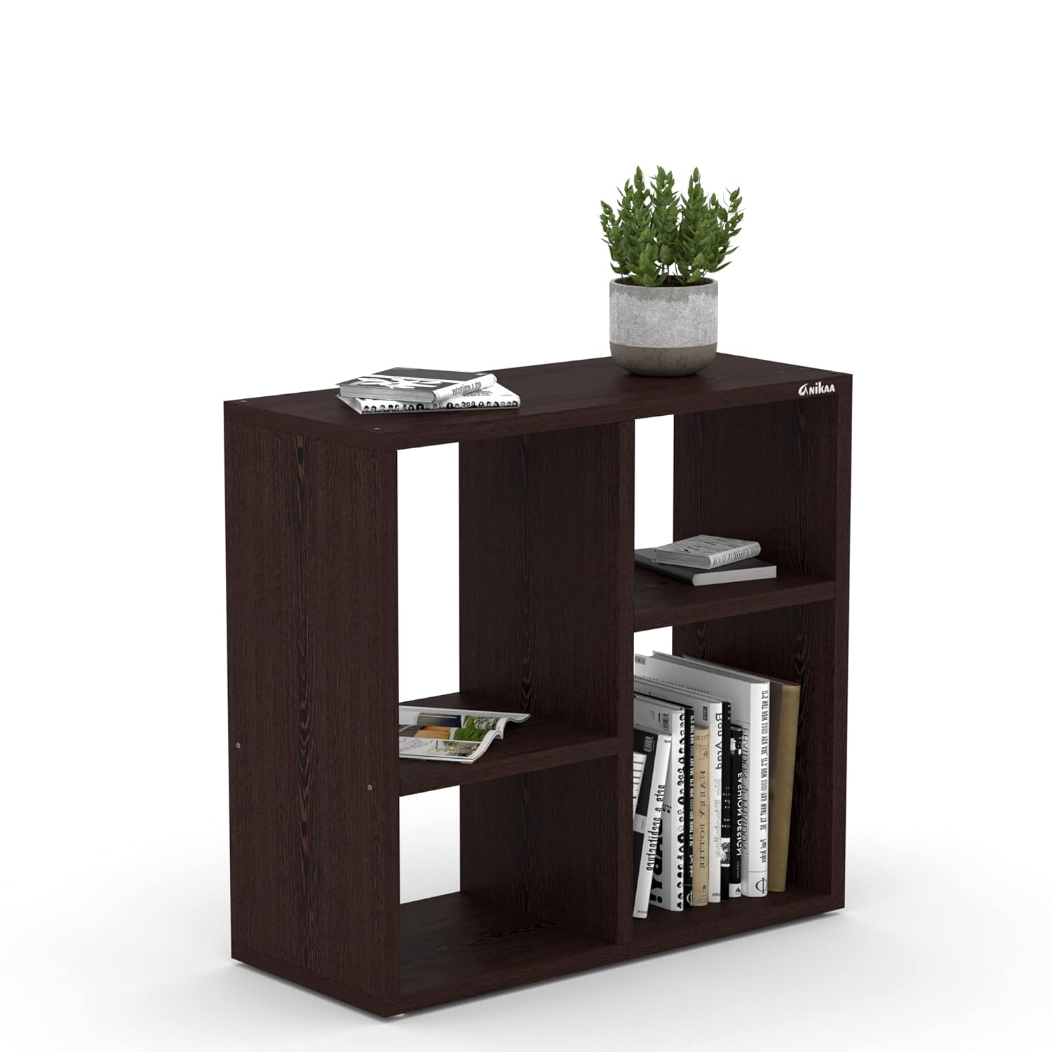 Picture of RK Engineered Wood Bed Side Table/Sofa Side Table/End Table/Books Storage Organizer/Corner Table/Book Shelf/ Corner Stand for Living Room, Walnut Finish -24*20 inch-Walnut