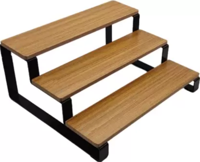 Picture of Multipurpose 3-Step Tabletop Organizer Rack - Engineered Wood Wall Shelf for Home, Kitchen, and Office-Metallic Cherry
