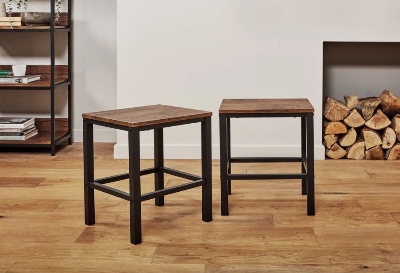 Picture of Modern Steel Accent Stool – Stylish & Durable Seating for Home, Office, or Café-Antique