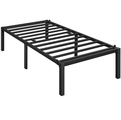 Picture of 3ft x 7ft Black Metal Bed Frame – Non-Slip Design with Heavy Duty Steel Slat Support-Black-Single