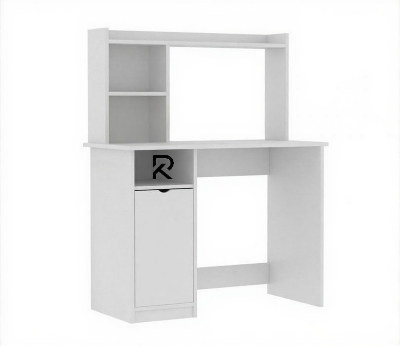 Picture of RK New Design Home Office Desk with Storage Shelf, Writing Desk Study Table Workstation with Hutch and Bookshelf,  Computer Desk with Drawers and Shelves-White