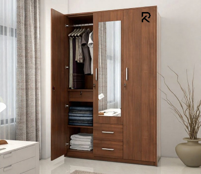 Picture of Premium Quality-Vintage Choice - RK  Kosmo Apex 3 Door Dresser Wardrobe Almirah - Expression of Yourself - Simple Aftercare-Shan Teak