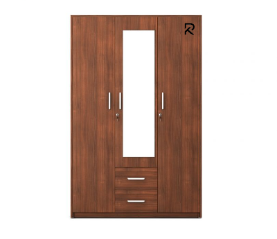 Picture of Premium Quality-Vintage Choice - RK  Kosmo Apex 3 Door Dresser Wardrobe Almirah - Expression of Yourself - Simple Aftercare-Shan Teak