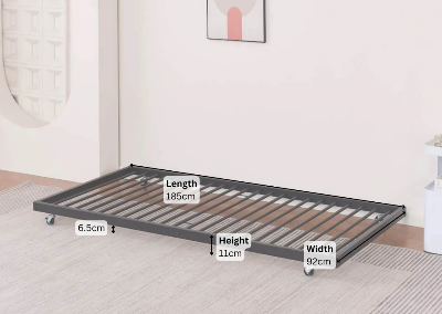 Picture of Metal Single Bed with Wheels – Durable Steel Frame Bed by Furnix.com.bd-Black