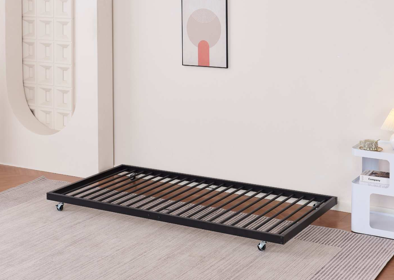 Picture of Metal Single Bed with Wheels – Durable Steel Frame Bed by Furnix.com.bd-Black