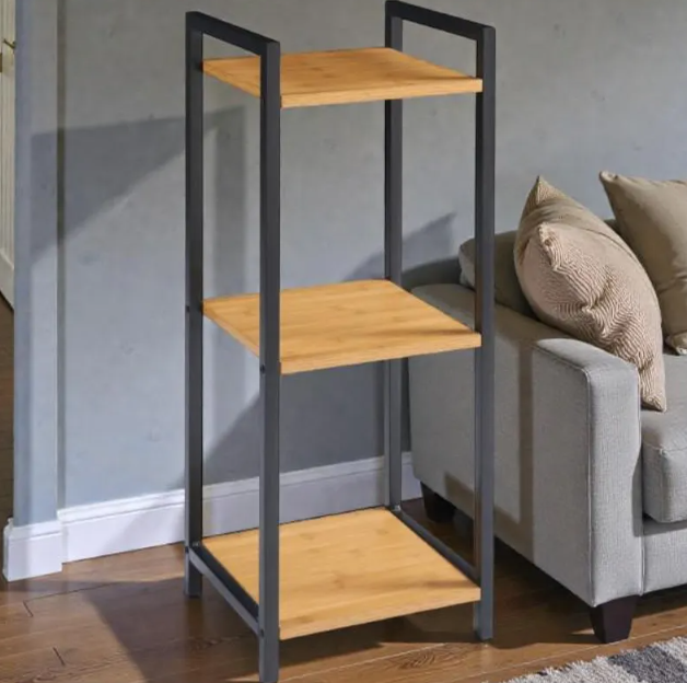 Picture of 3 Tier Storage Shelving Unit – Narrow Freestanding Bookcase, Space Saving Multi-Purpose Shelf Organizer for Living Room, Bedroom & Office-Beige