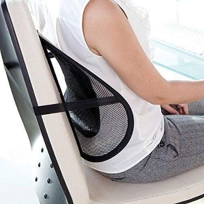 Picture of Car Seat Chair Cushion Lumbar Back Support for Car Seat Chair Office Massage Mesh Ventilate Pain Relief Cushion Pad - Black