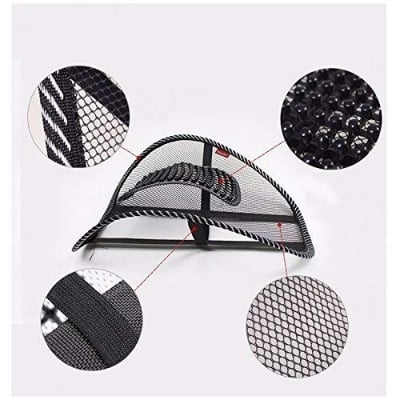Picture of Car Seat Chair Cushion Lumbar Back Support for Car Seat Chair Office Massage Mesh Ventilate Pain Relief Cushion Pad - Black