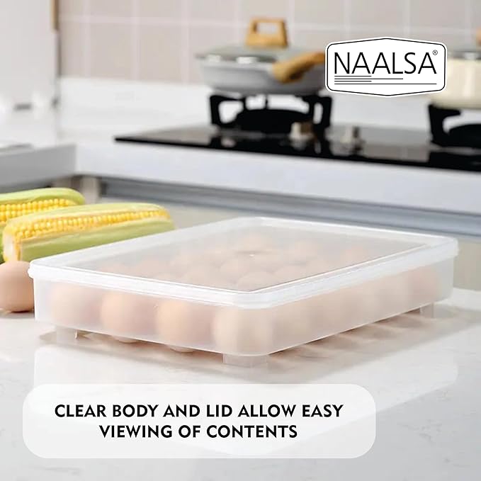 Picture of Smart 34 Grid Egg Storage Box | Kitchen Food Storage & Container Refrigerator Food Storage Box. - White