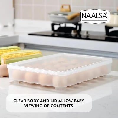 Picture of Smart 34 Grid Egg Storage Box | Kitchen Food Storage & Container Refrigerator Food Storage Box. - White