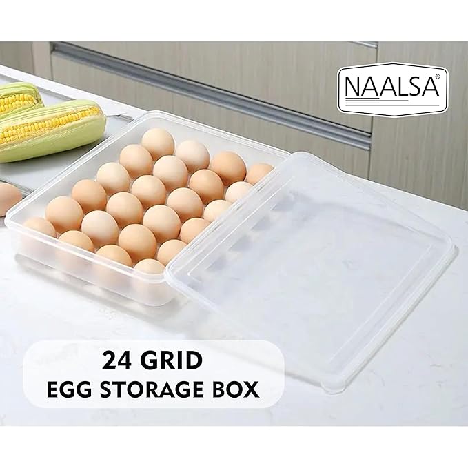 Picture of Smart 34 Grid Egg Storage Box | Kitchen Food Storage & Container Refrigerator Food Storage Box. - White