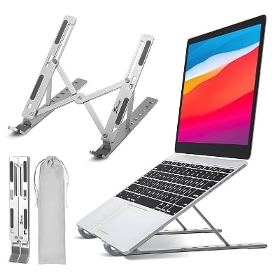 Picture of Laptop Stand Creative Folding Storage Bracket for 10-17 Inch Tablet Notebook Laptop Aluminum Alloy - Laptop Table - Laptop Table - Silver